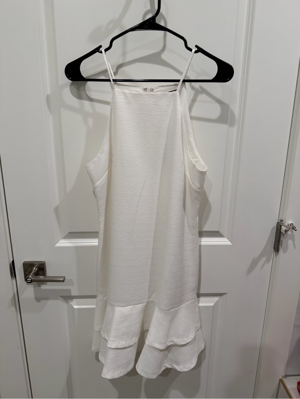 Gianni Bini White Ruffle-Hem Mini Dress